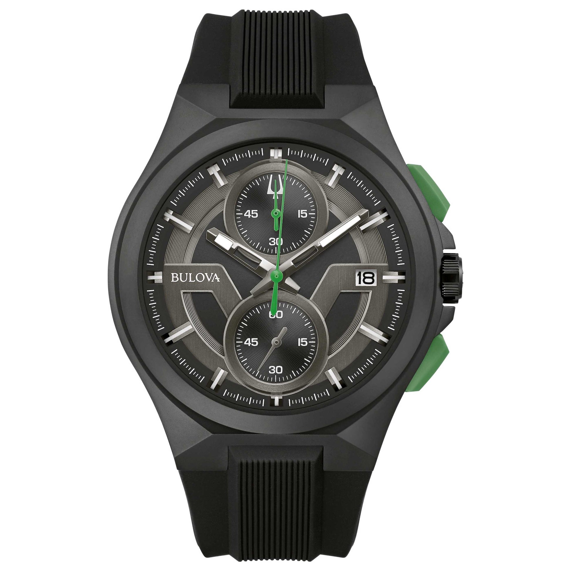 Front view of Bulova Maquina Men's Quartz Watch 98B381