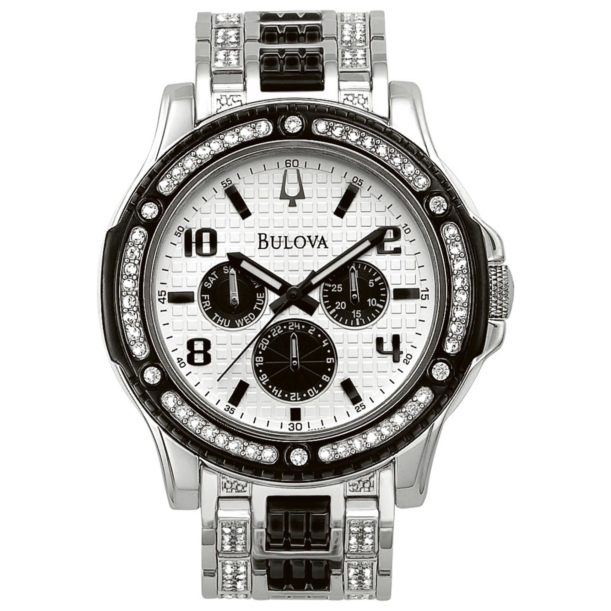 Front view of Bulova Crystal Men's Japanese Quartz (Battery-Powered) Watch 98C005