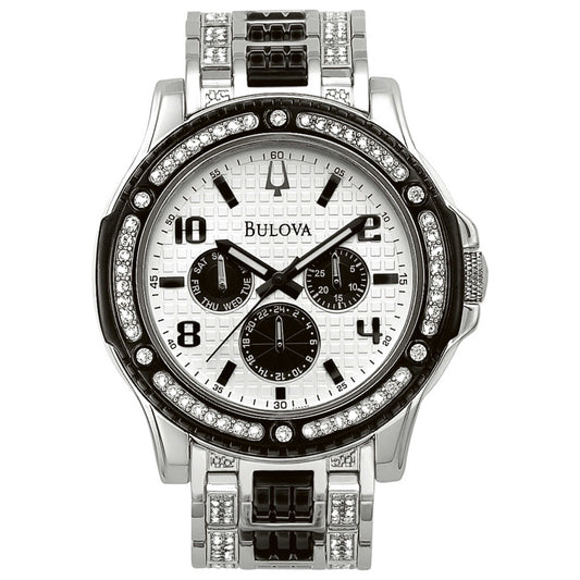 Front view of Bulova Crystal Men's Japanese Quartz (Battery-Powered) Watch 98C005
