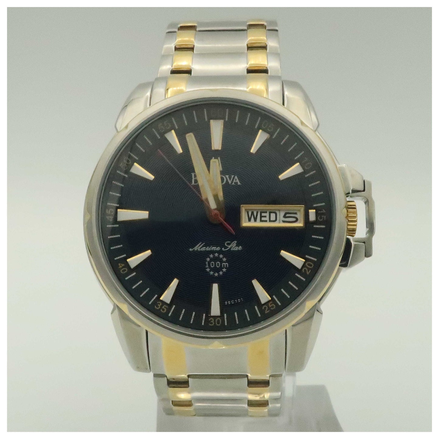 Front view of Bulova Marine Star Men's Quartz Watch 98C101-PO2