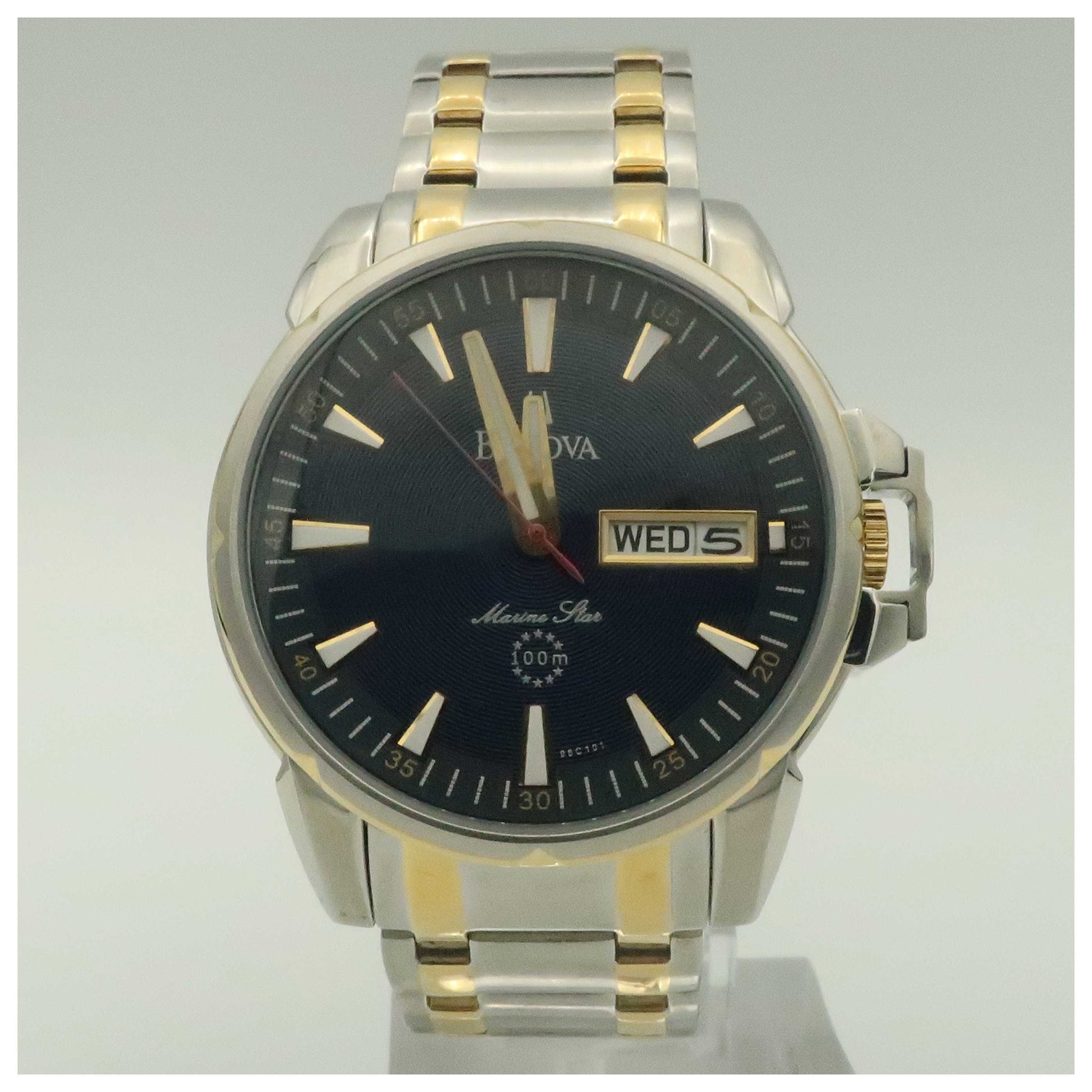 Front view of Bulova Marine Star Men's Quartz Watch 98C101-PO2