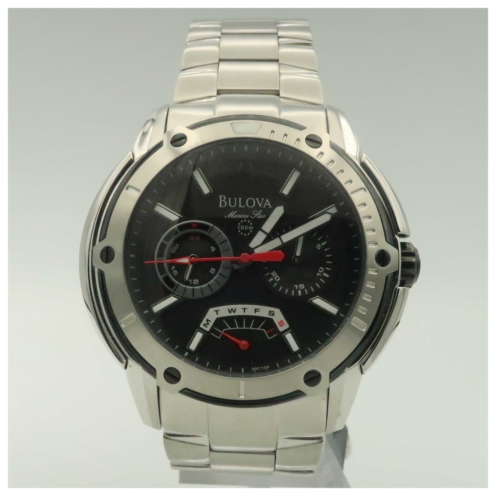 Front view of Bulova Marine Star Men's Quartz Watch 98C105-SD