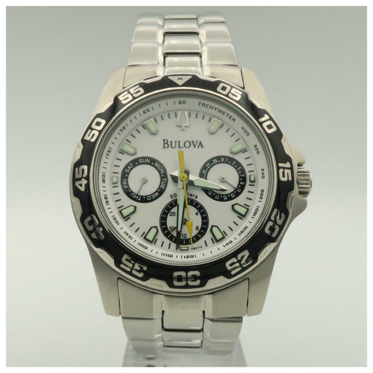 Front view of Bulova Day Date Men's Quartz Watch 98C73-SDV