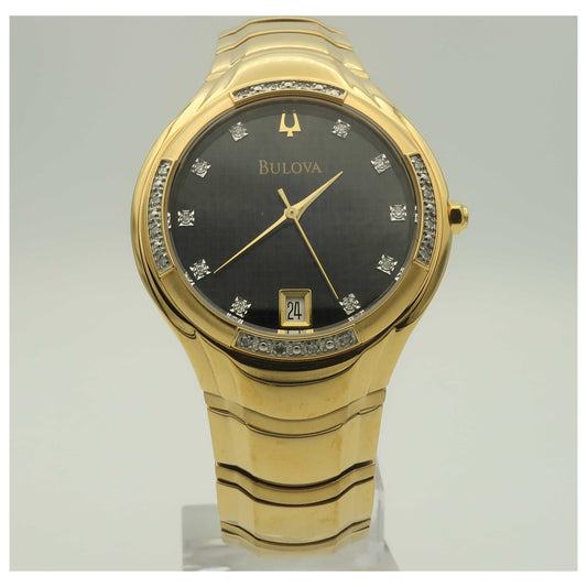 Front view of Bulova Diamonds Men's Quartz Watch 98E09-PO