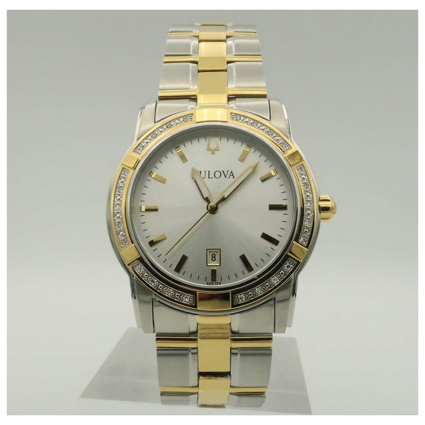 Front view of Bulova Diamonds Men's Quartz Watch 98E104-PO