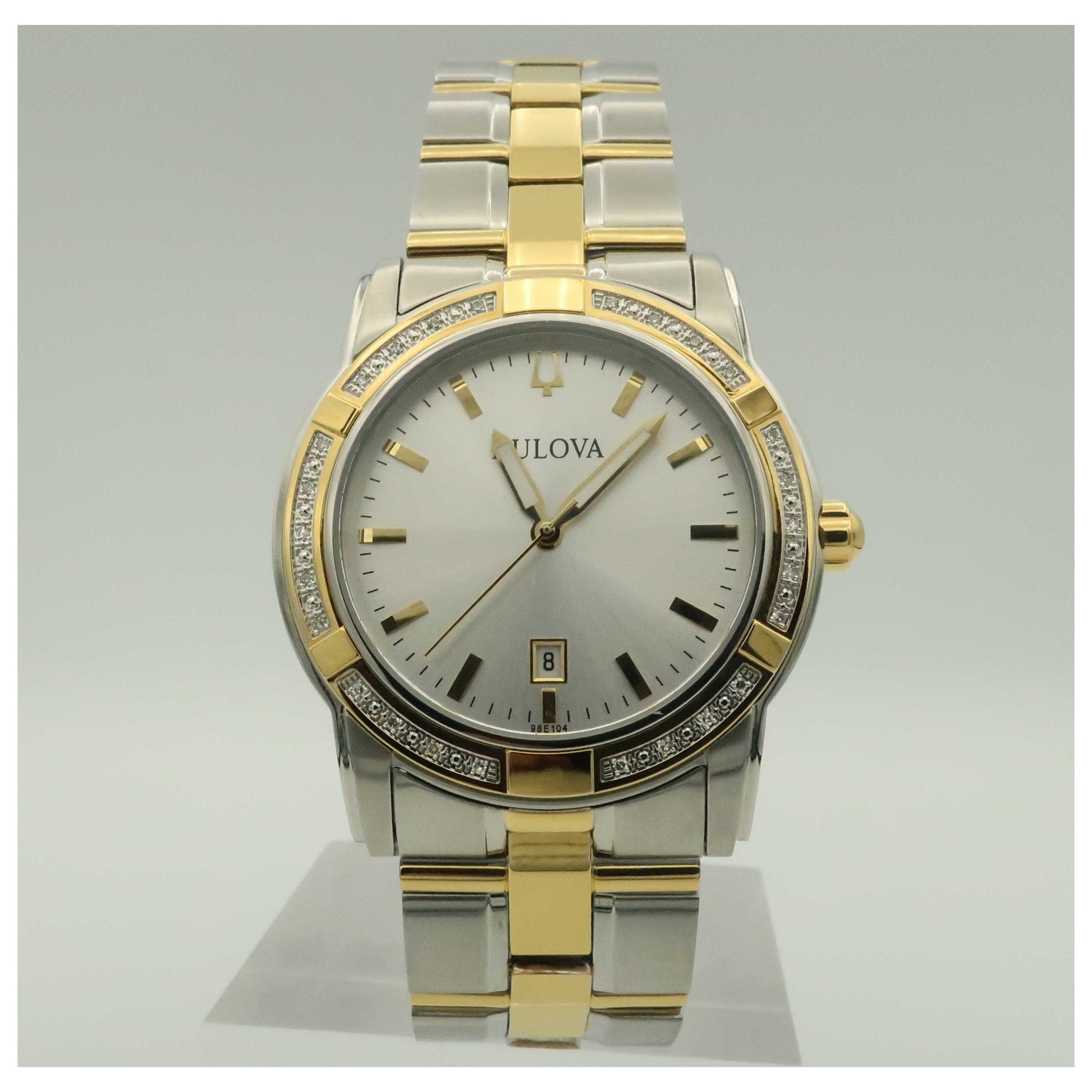 Front view of Bulova Diamonds Men's Quartz Watch 98E104-PO