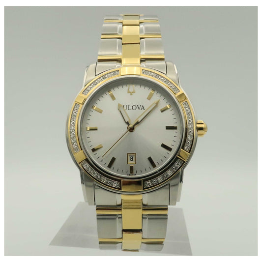 Front view of Bulova Diamonds Men's Quartz Watch 98E104-PO