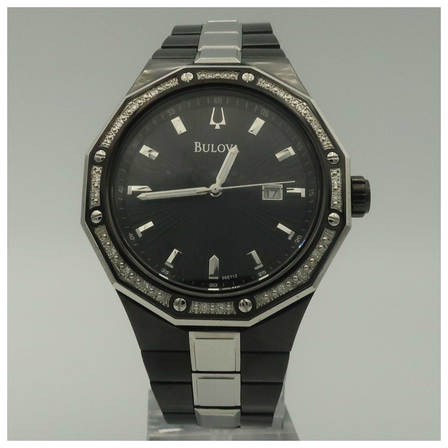 Front view of Bulova Diamonds Men's Quartz Watch 98E110-PO