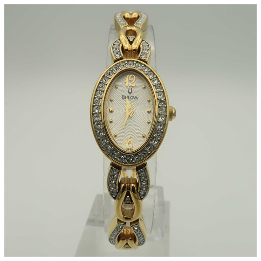 Front view of Bulova Crystal Women's Quartz Watch 98L106-PO