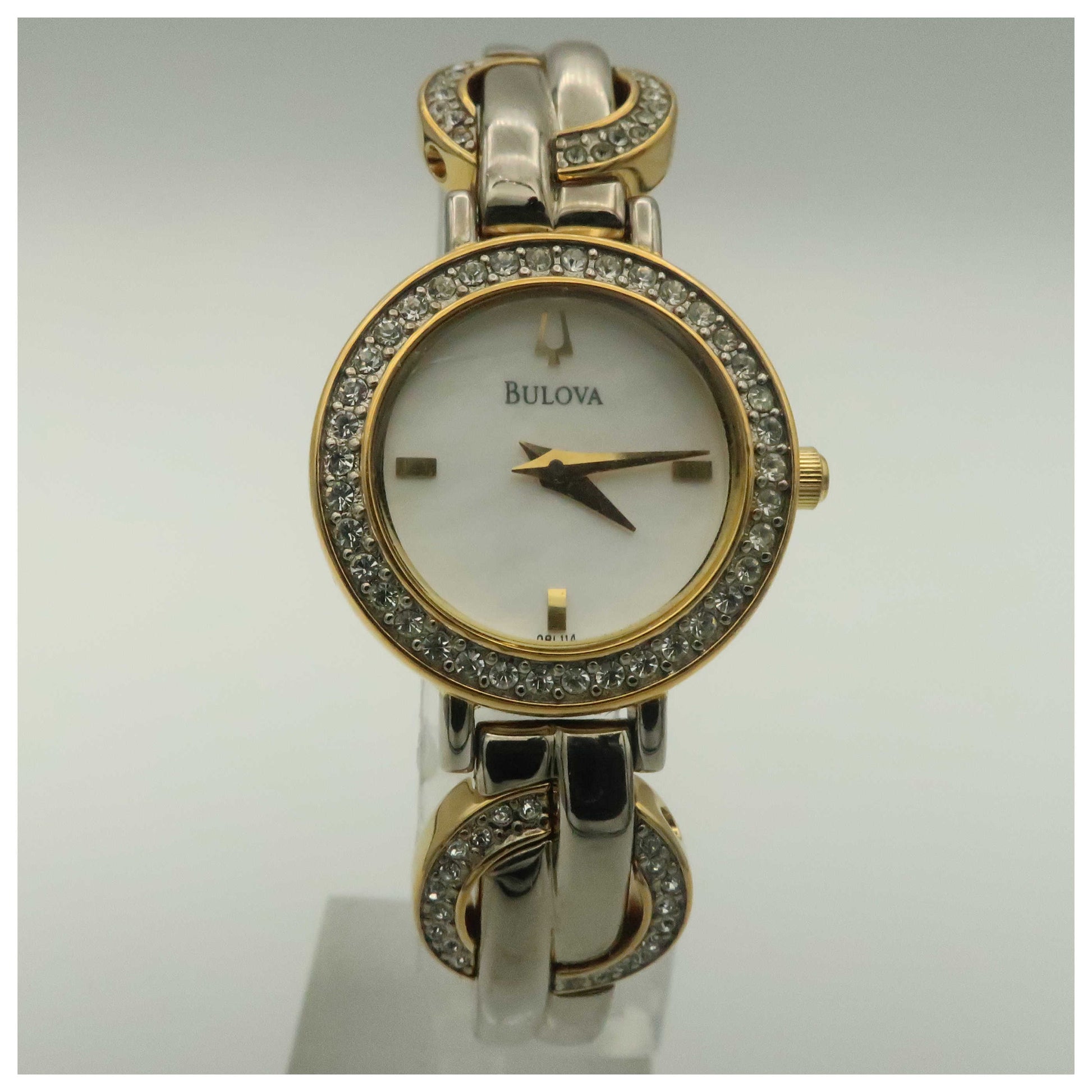 Front view of Bulova Crystal Women's Quartz Watch 98L114-PO