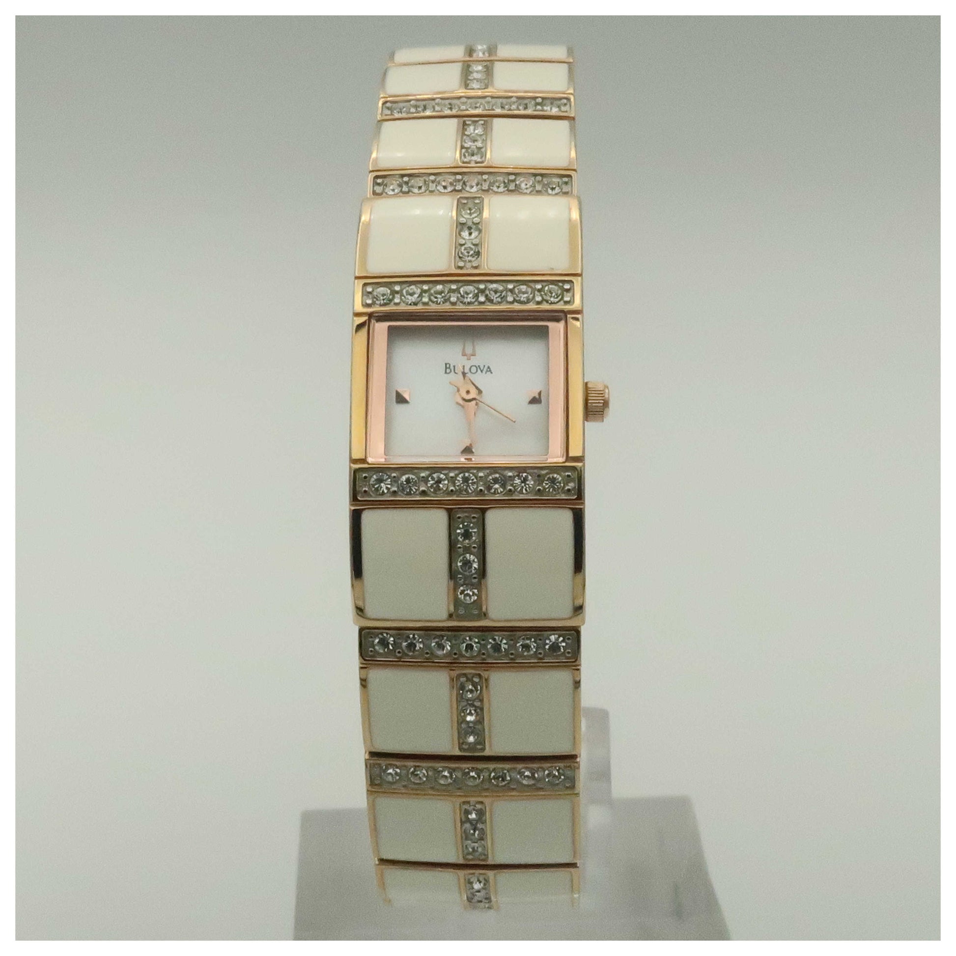 Front view of Bulova Crystal Women's Quartz Watch 98L134-PO