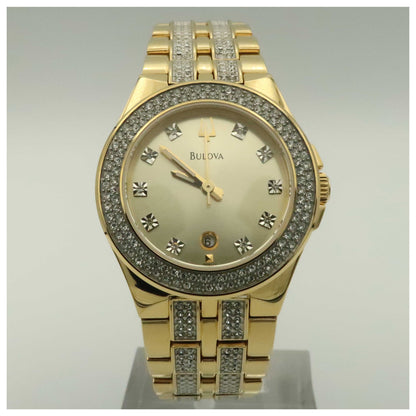 Front view of Bulova Crystal Women's Japanese Quartz (Battery-Powered) Watch 98M114-PO