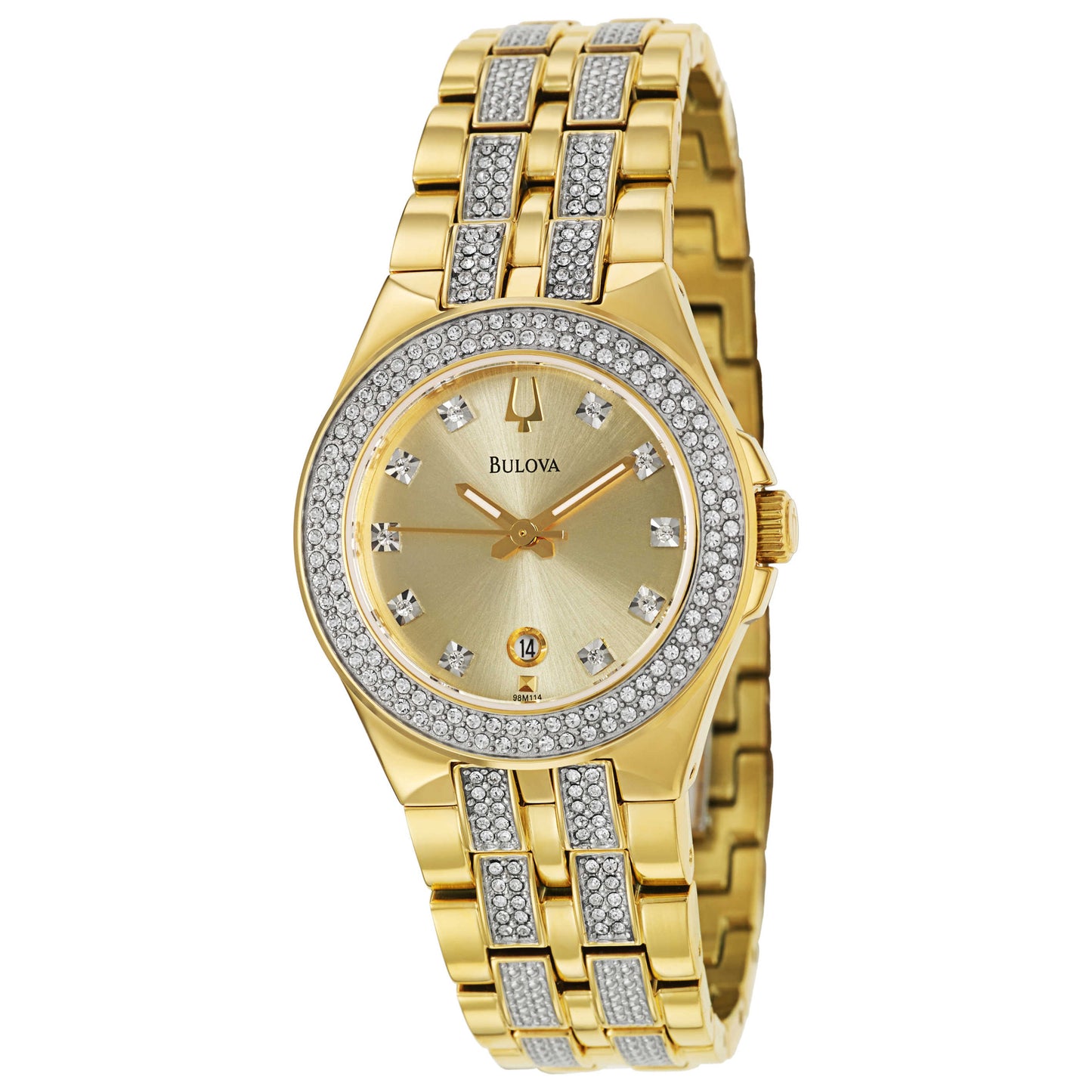 Front view of Bulova Crystal Women's Japanese Quartz (Battery-Powered) Watch 98M114