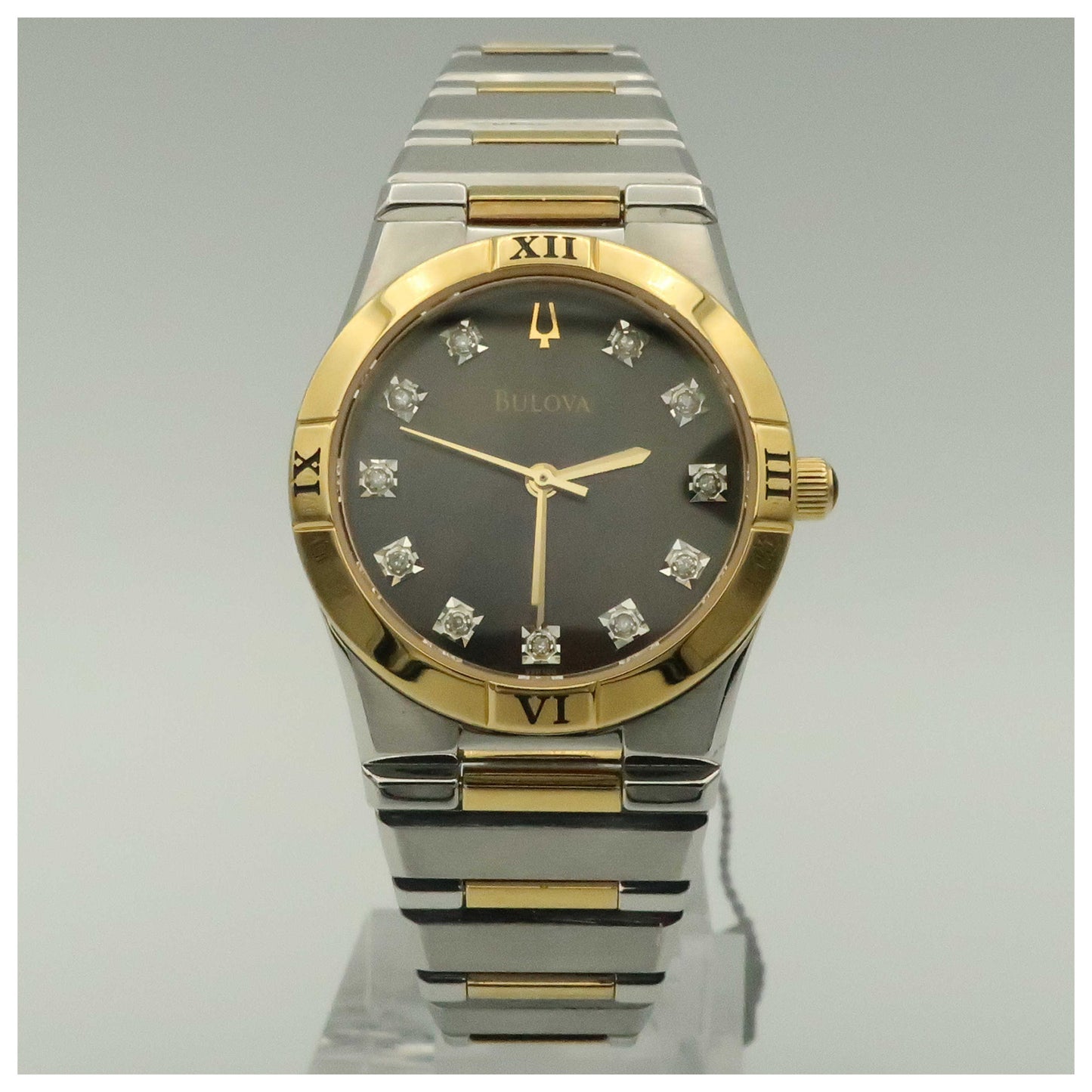 Front view of Bulova Diamonds Women's Quartz Watch 98P100-PO