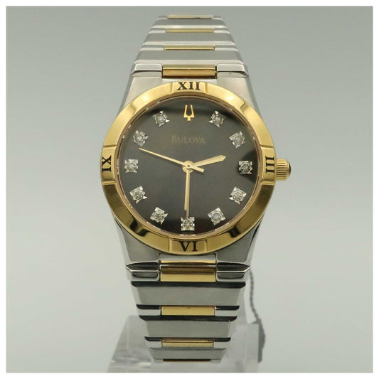 Front view of Bulova Diamonds Women's Quartz Watch 98P100-PO