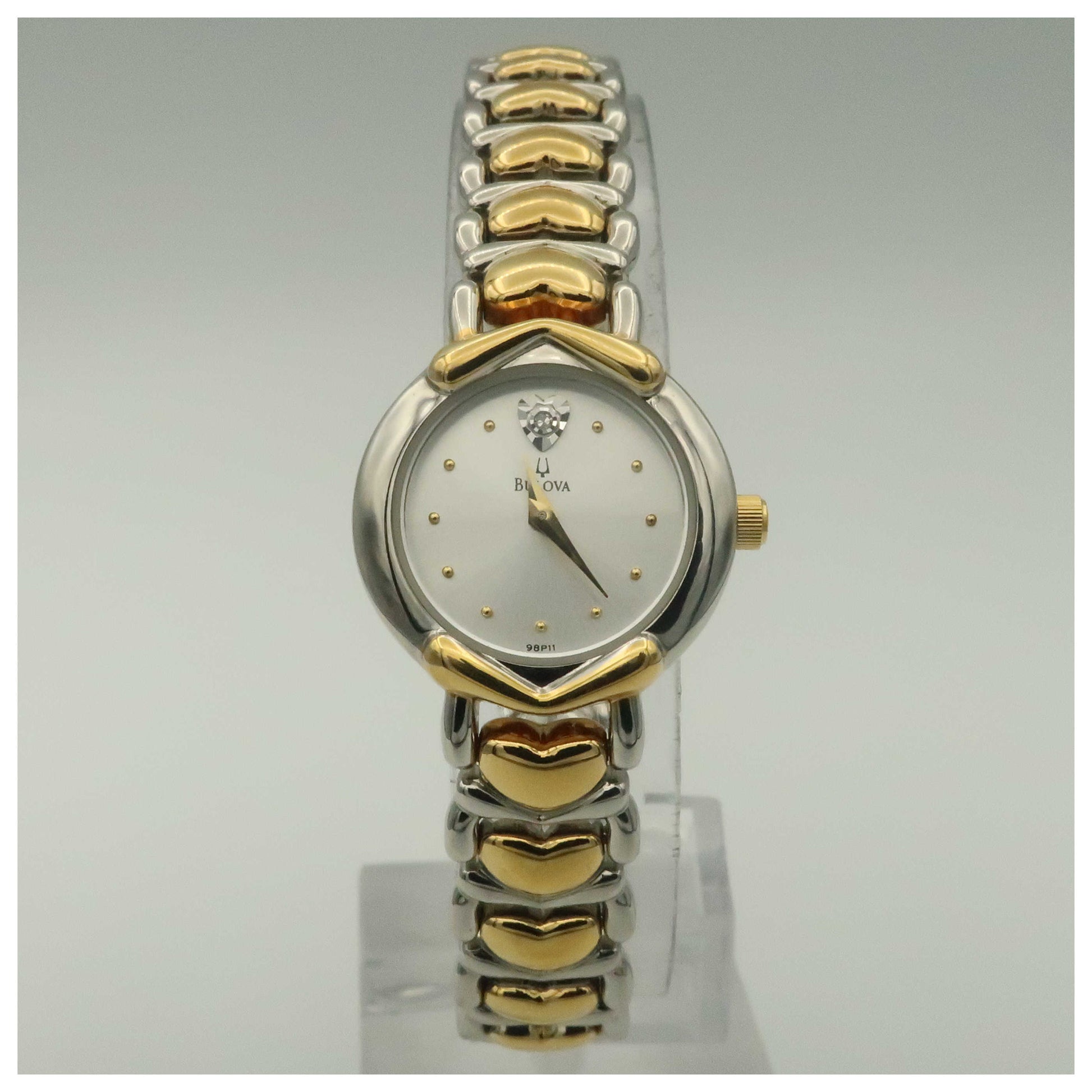 Front view of Bulova Diamonds Women's Quartz Watch 98P11-PO