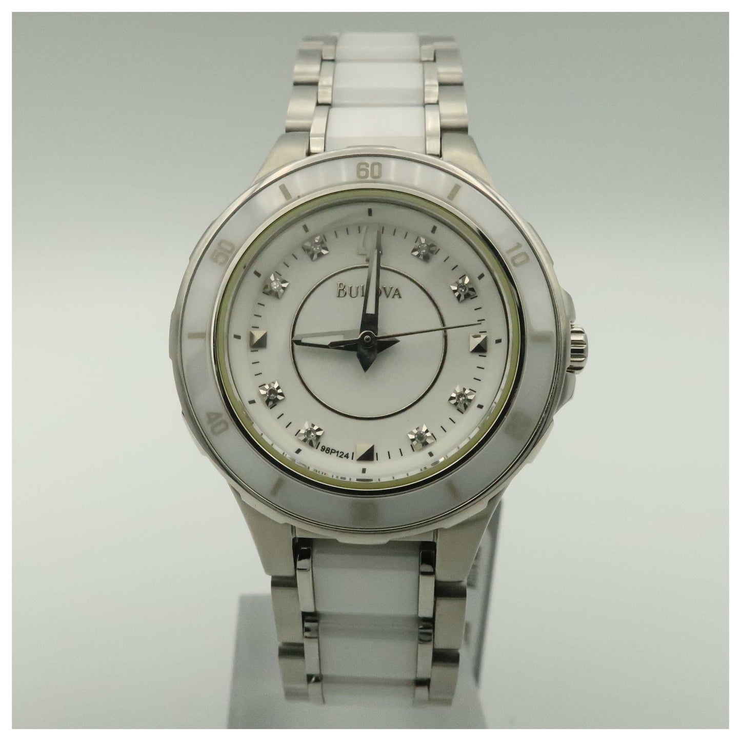 Front view of Bulova Diamonds Women's Japanese Quartz (Battery-Powered) Watch 98P124-PO