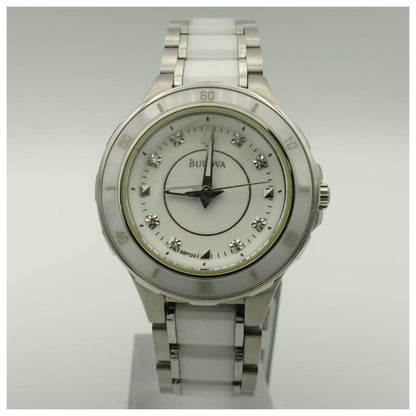Front view of Bulova Diamonds Women's Japanese Quartz (Battery-Powered) Watch 98P124-PO