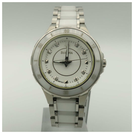 Front view of Bulova Diamonds Women's Japanese Quartz (Battery-Powered) Watch 98P124-PO