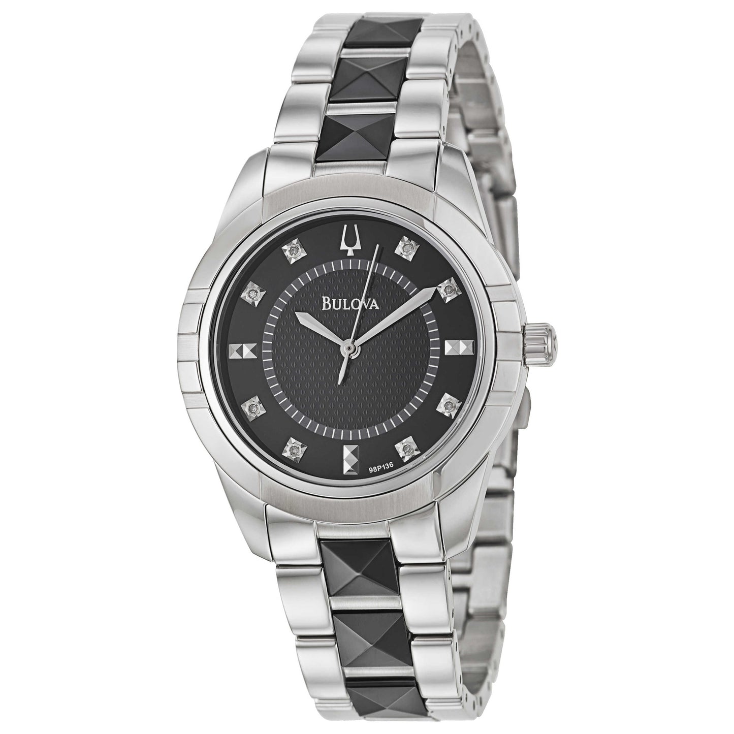 Front view of Bulova Diamonds Women's Japanese Quartz (Battery-Powered) Watch 98P136