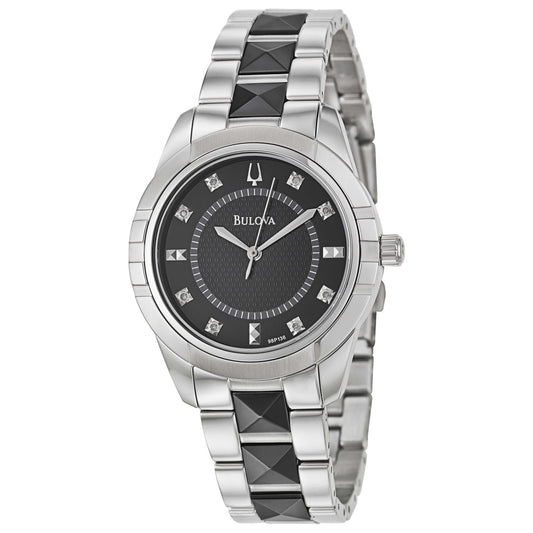 Front view of Bulova Diamonds Women's Japanese Quartz (Battery-Powered) Watch 98P136