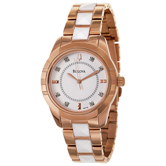 Front view of Bulova Diamonds Women's Japanese Quartz (Battery-Powered) Watch 98P138
