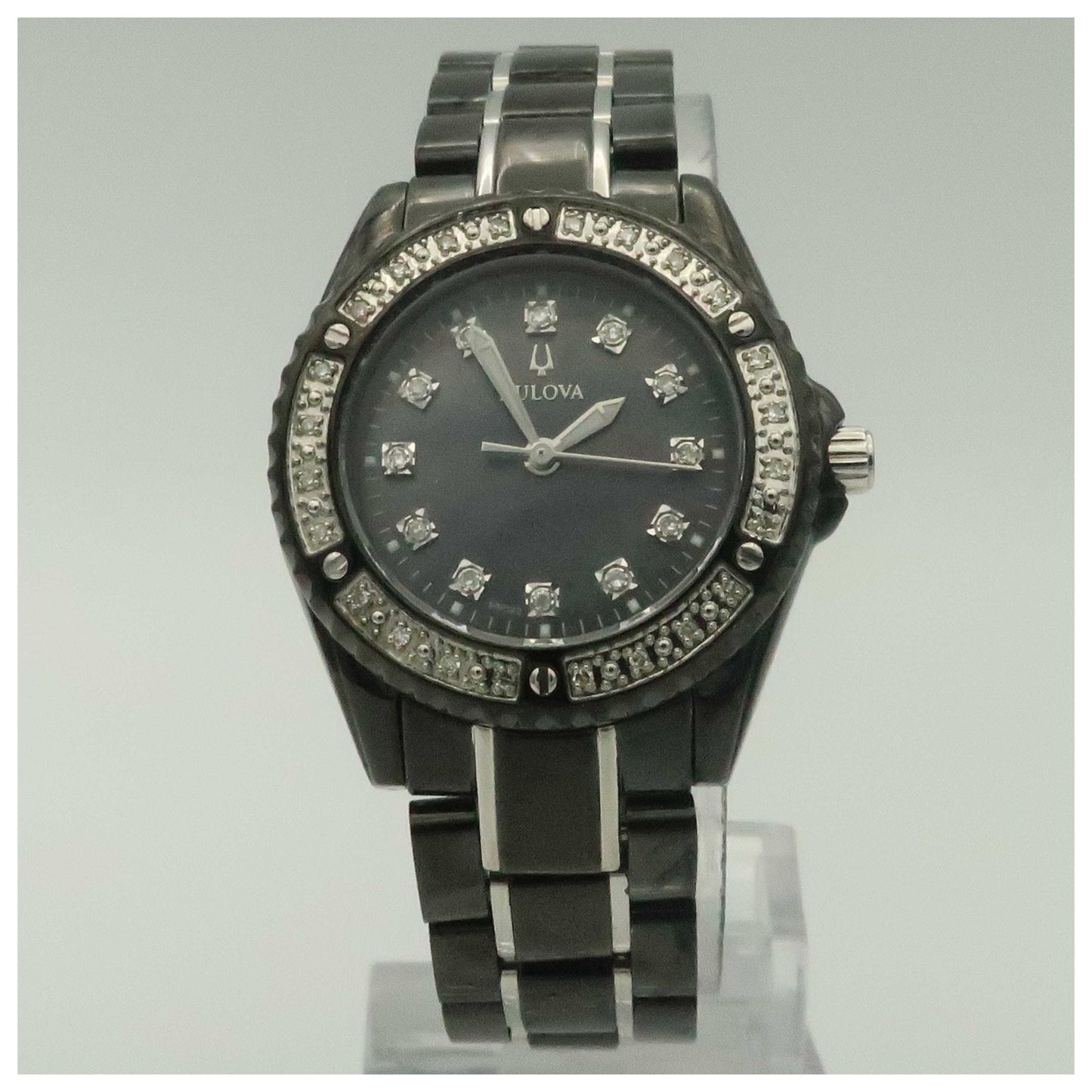 Front view of Bulova Diamonds Women's Quartz Watch 98R122-PO