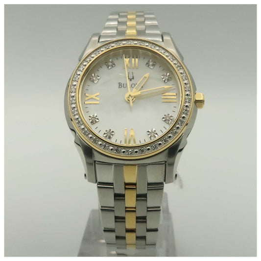 Front view of Bulova Diamonds Women's Quartz Watch 98R128-PO
