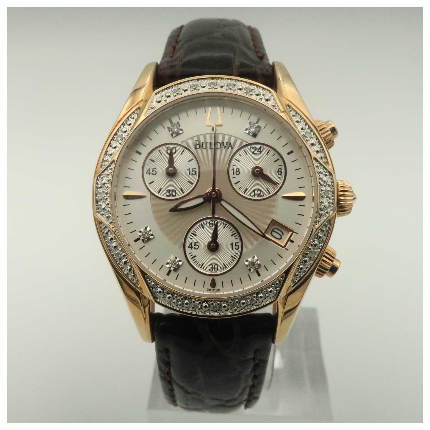 Front view of Bulova Diamonds Women's Quartz Watch 98R136-SDV