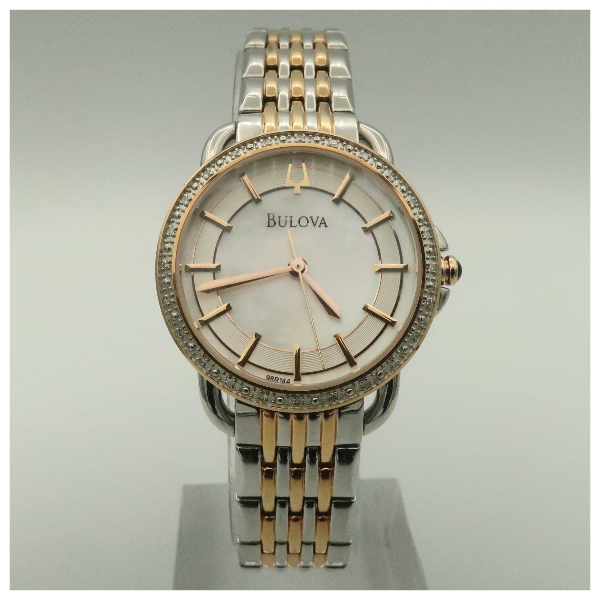 Front view of Bulova Diamonds Women's Japanese Quartz (Battery-Powered) Watch 98R144-PO