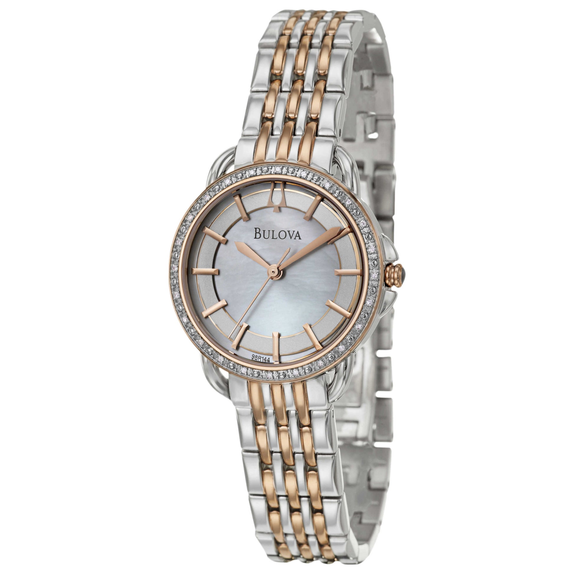 Front view of Bulova Diamonds Women's Japanese Quartz (Battery-Powered) Watch 98R144