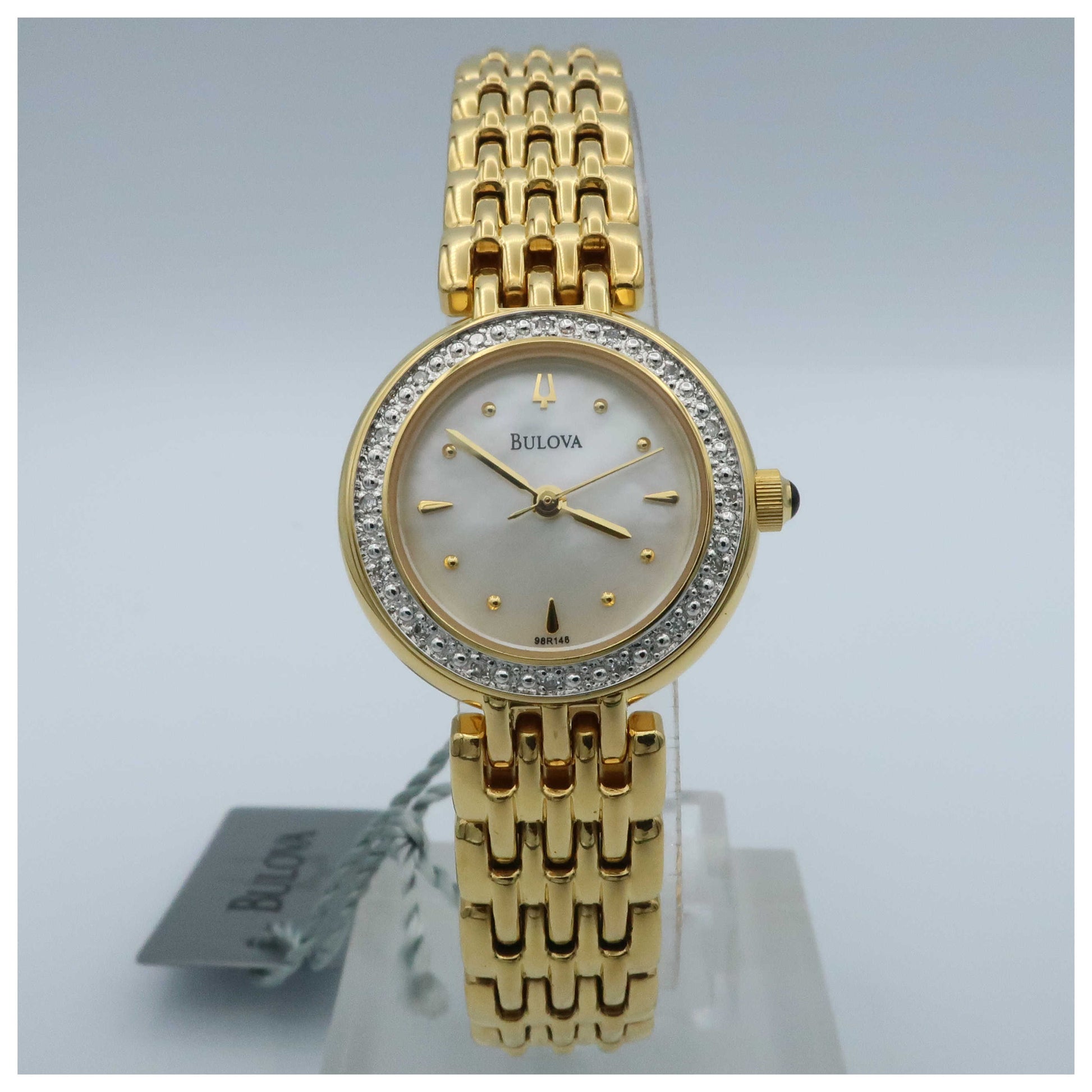 Front view of Bulova Diamonds Women's Japanese Quartz (Battery-Powered) Watch 98R148-SDV