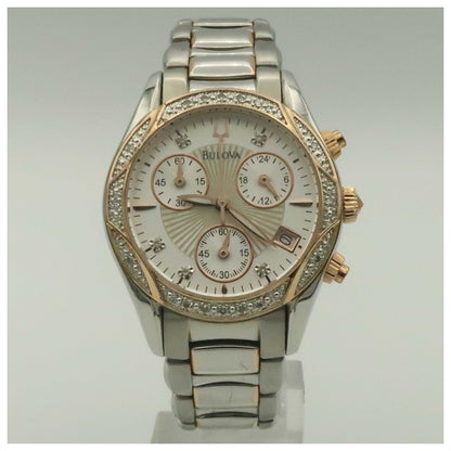 Front view of Bulova Diamonds Women's Japanese Quartz (Battery-Powered) Watch 98R149-PO