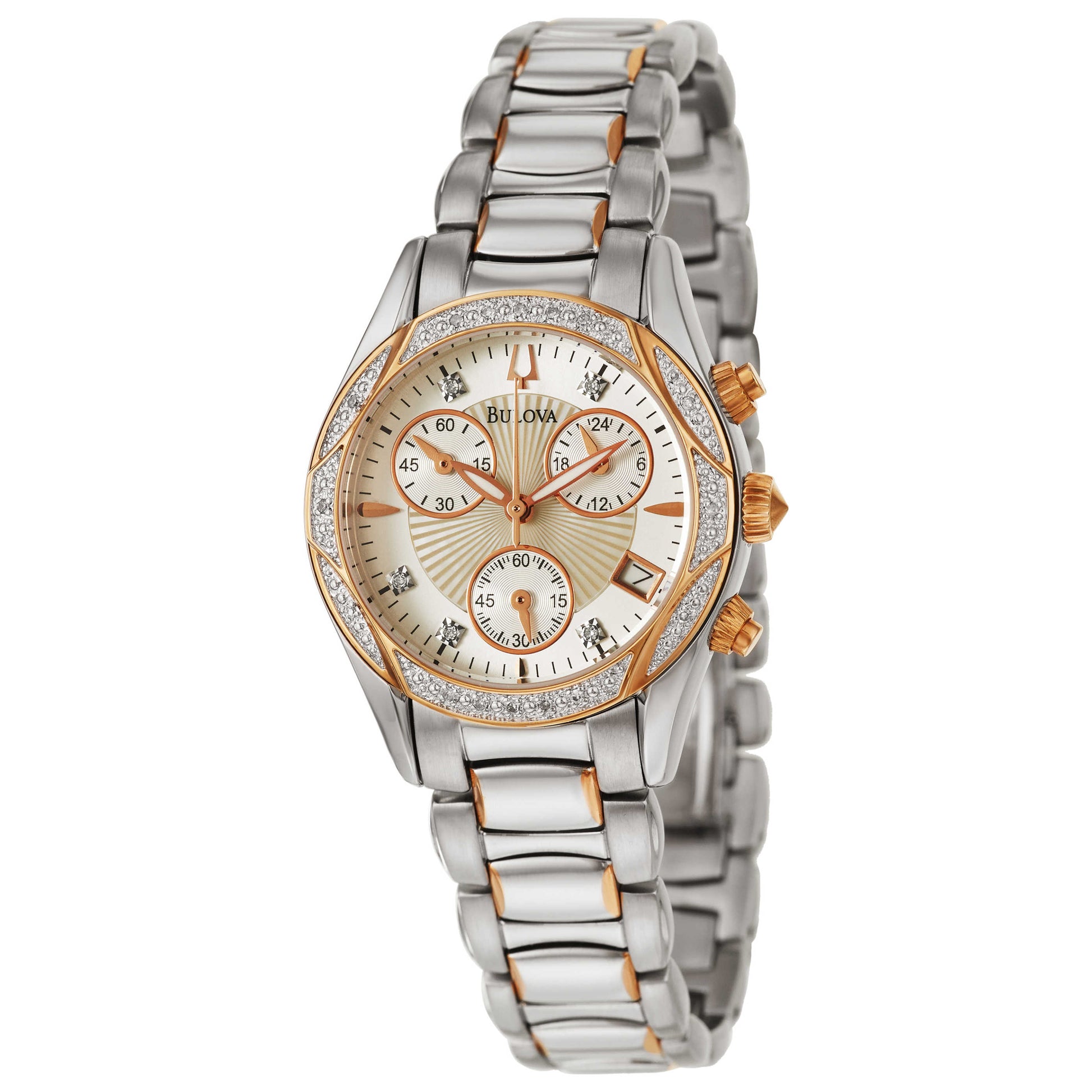 Front view of Bulova Diamonds Women's Japanese Quartz (Battery-Powered) Watch 98R149