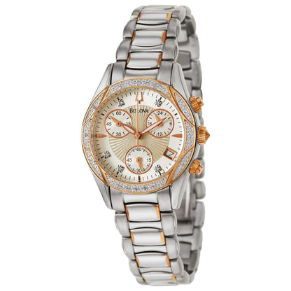 Front view of Bulova Diamonds Women's Japanese Quartz (Battery-Powered) Watch 98R149