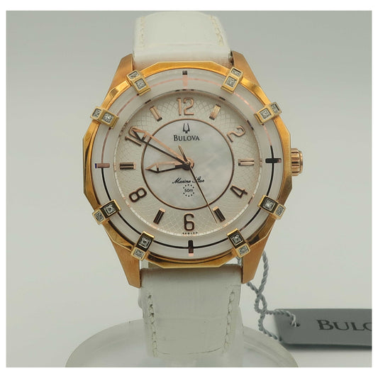 Front view of Bulova Marine Star Women's Quartz Watch 98R150-PO