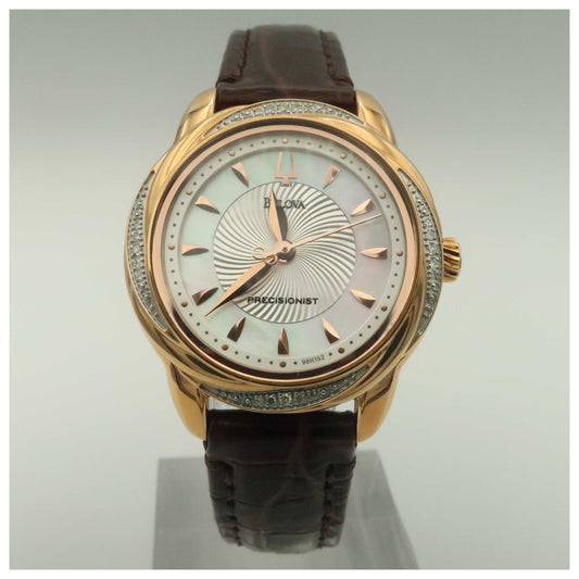 Front view of Bulova Precisionist Women's Japanese Quartz (Battery-Powered) Watch 98R152-SDV