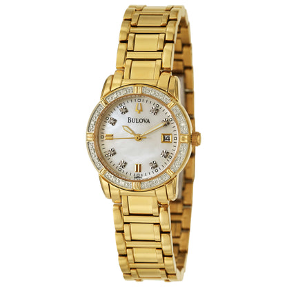 Front view of Bulova Diamonds Women's Japanese Quartz (Battery-Powered) Watch 98R165