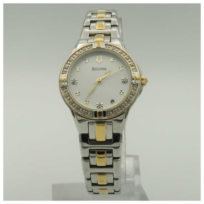 Front view of Bulova Diamonds Women's Japanese Quartz (Battery-Powered) Watch 98R166-SDV