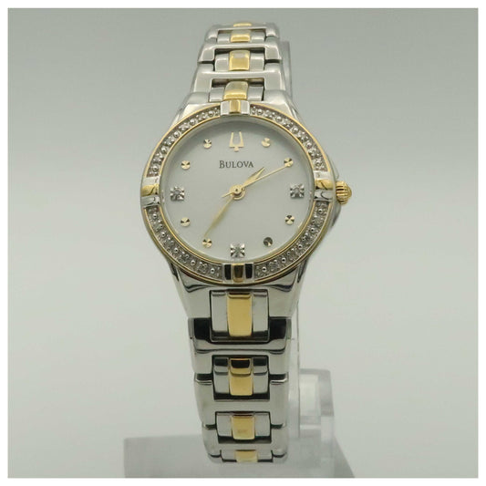 Front view of Bulova Diamonds Women's Japanese Quartz (Battery-Powered) Watch 98R166-SDV
