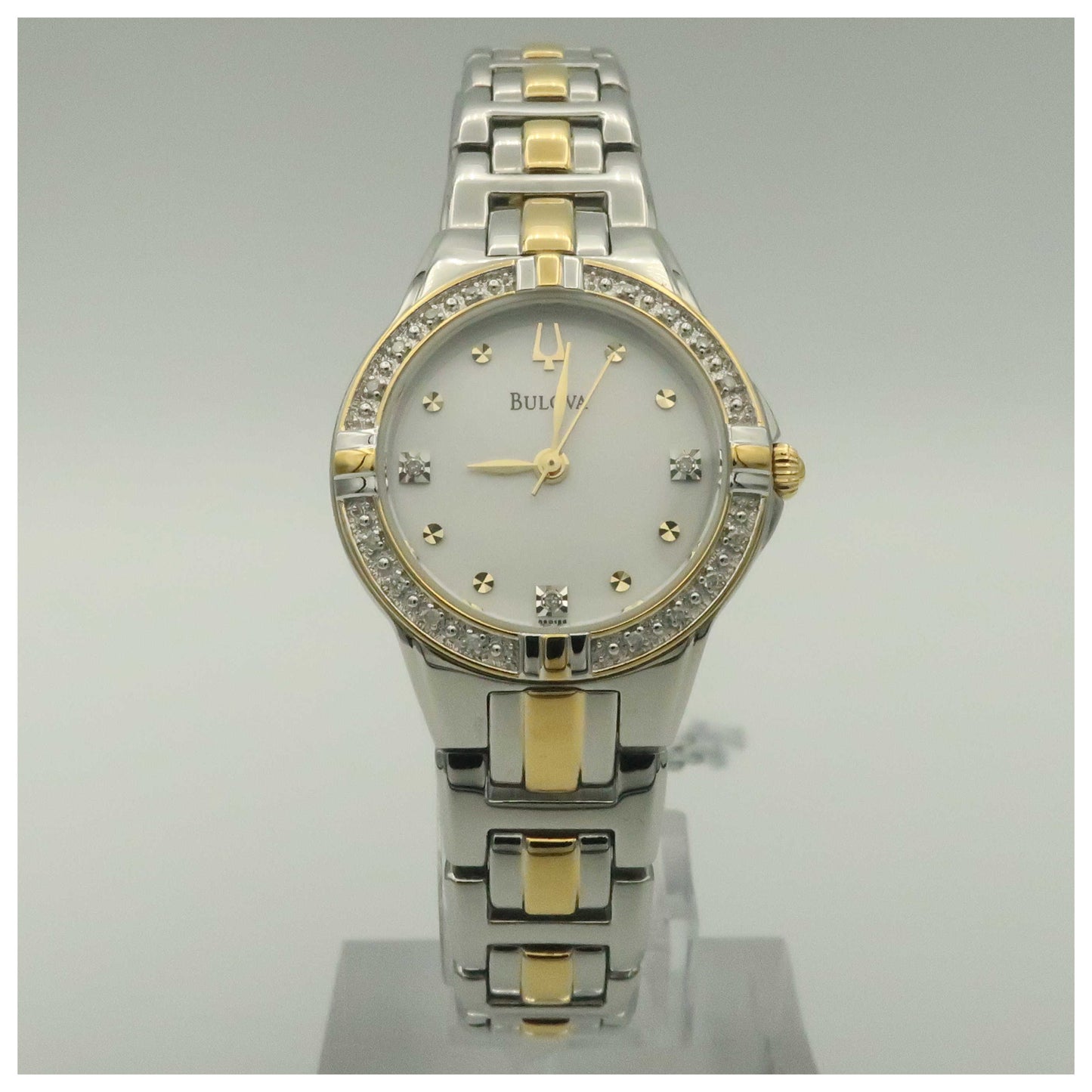 Front view of Bulova Diamonds Women's Japanese Quartz (Battery-Powered) Watch 98R166-SD