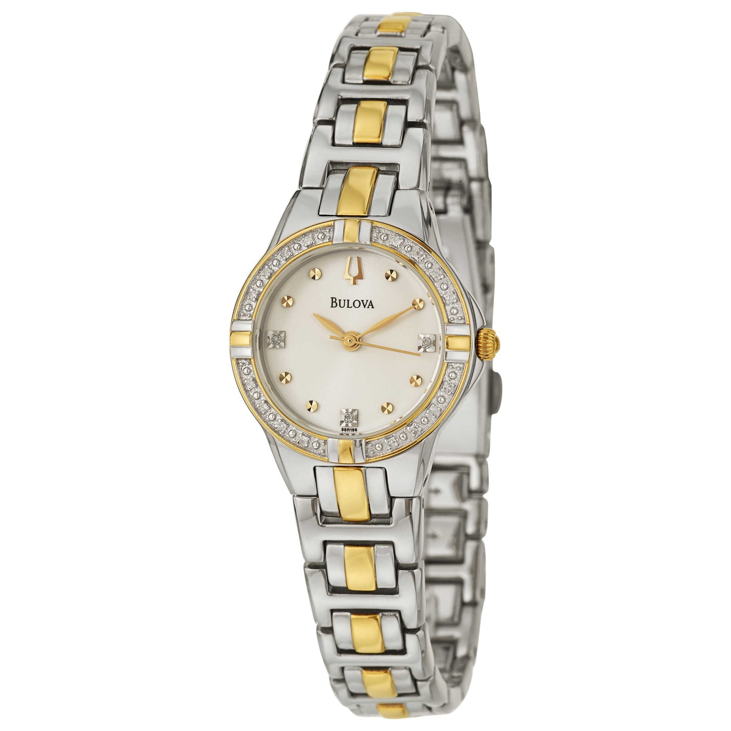 Front view of Bulova Diamonds Women's Japanese Quartz (Battery-Powered) Watch 98R166