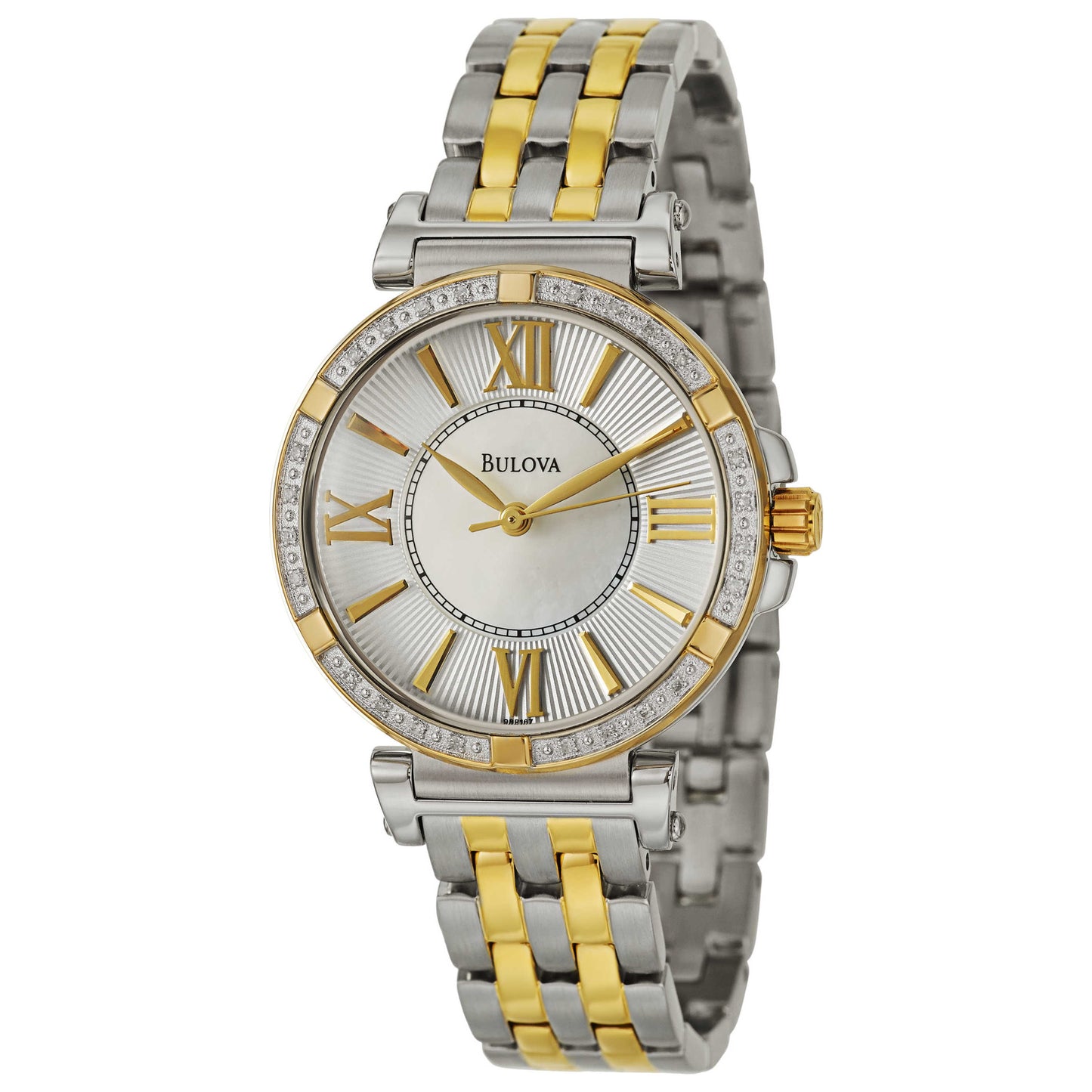 Front view of Bulova Diamonds Women's Japanese Quartz (Battery-Powered) Watch 98R167