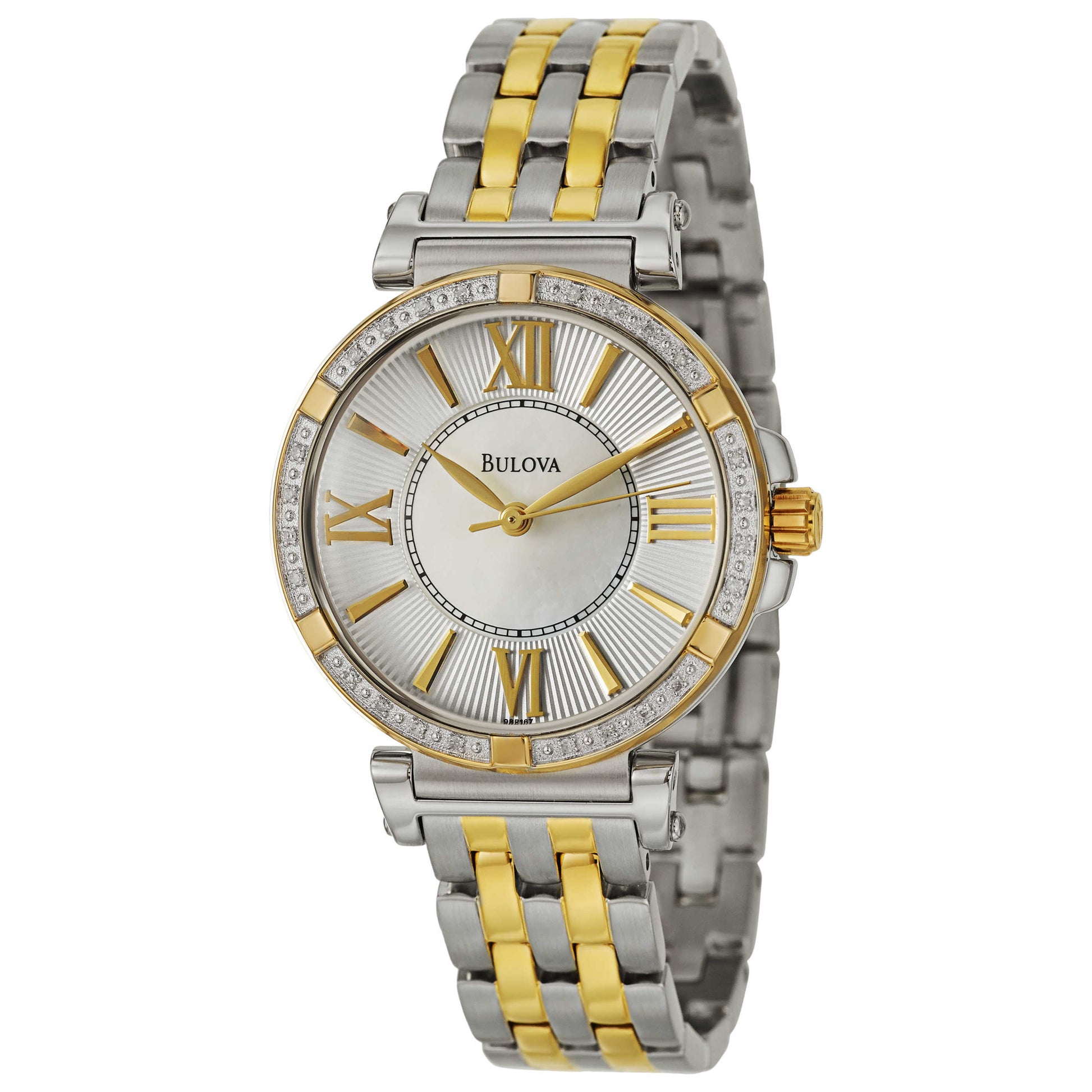 Front view of Bulova Diamonds Women's Japanese Quartz (Battery-Powered) Watch 98R167