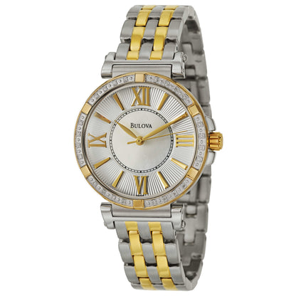 Front view of Bulova Diamonds Women's Japanese Quartz (Battery-Powered) Watch 98R167