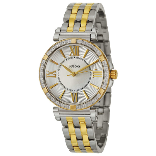 Front view of Bulova Diamonds Women's Japanese Quartz (Battery-Powered) Watch 98R167