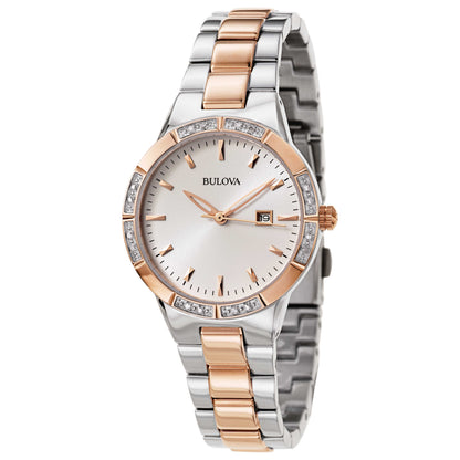 Front view of Bulova Diamonds Women's Japanese Quartz (Battery-Powered) Watch 98R169