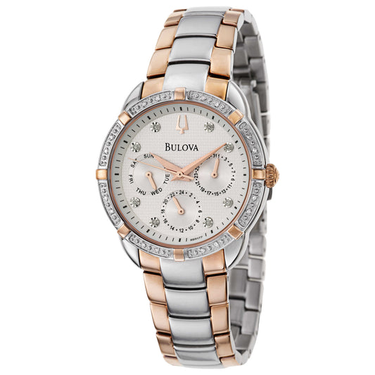 Front view of Bulova Diamonds Women's Japanese Quartz (Battery-Powered) Watch 98R177