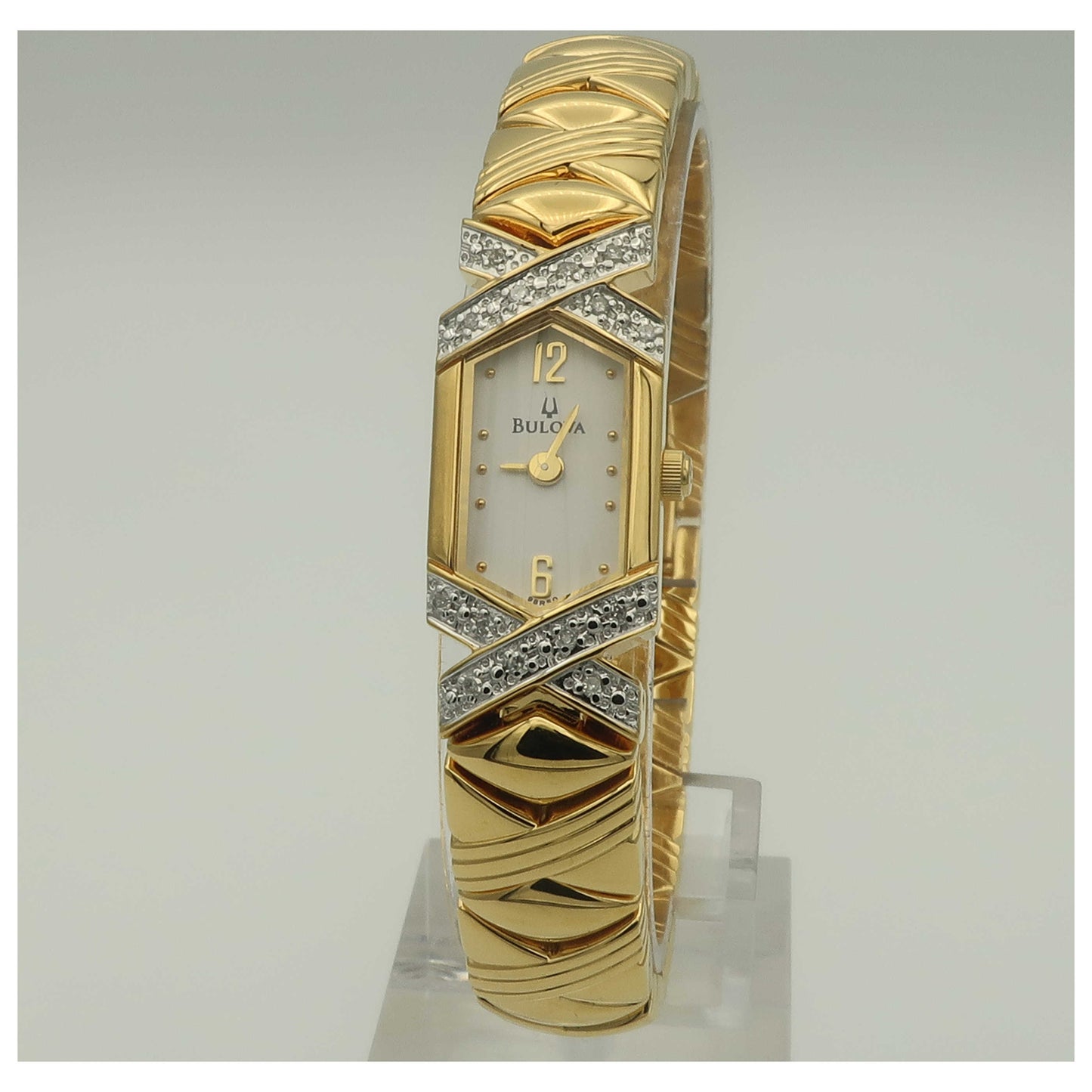 Front view of Bulova Bangle Women's Quartz Watch 98R50-PO