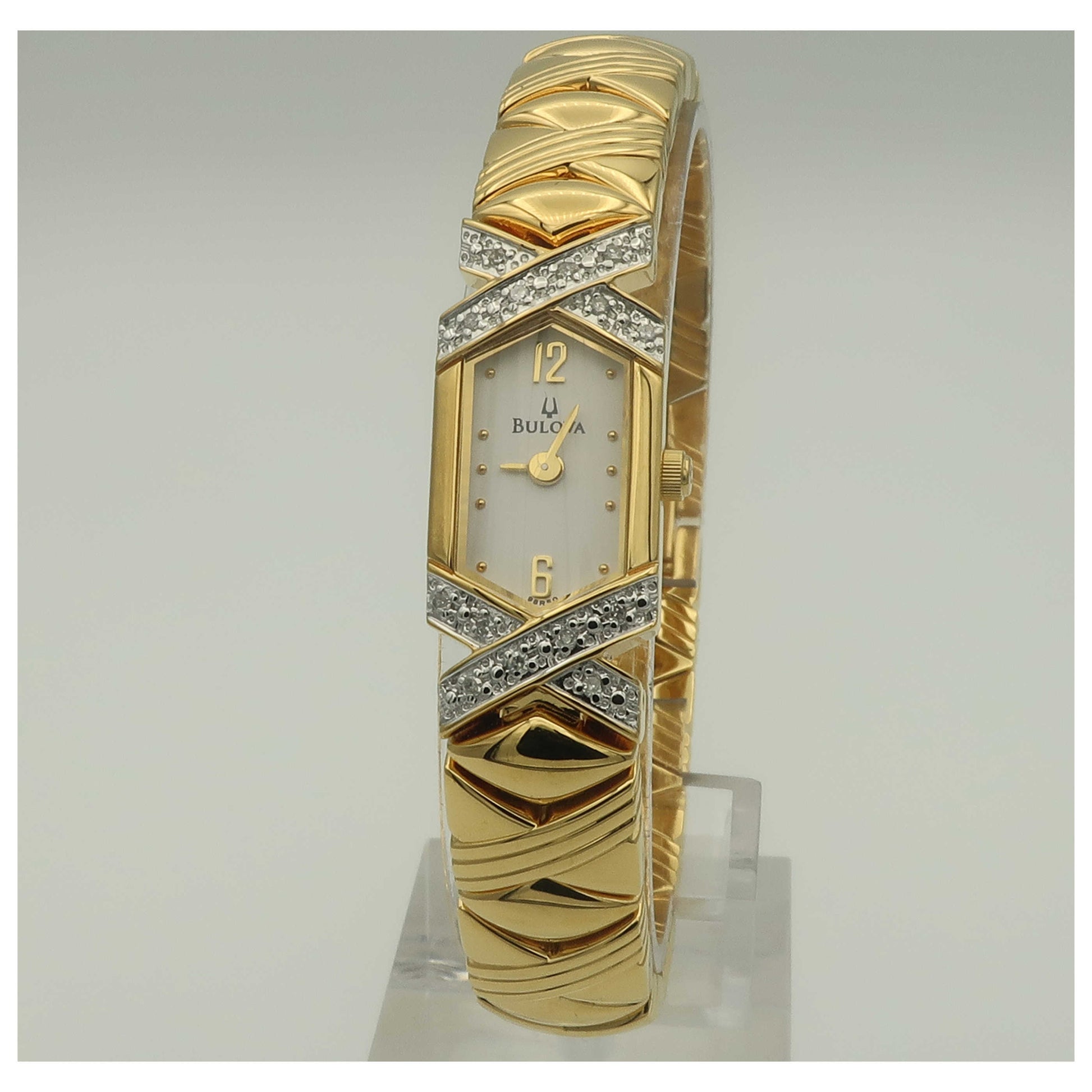 Front view of Bulova Bangle Women's Quartz Watch 98R50-PO